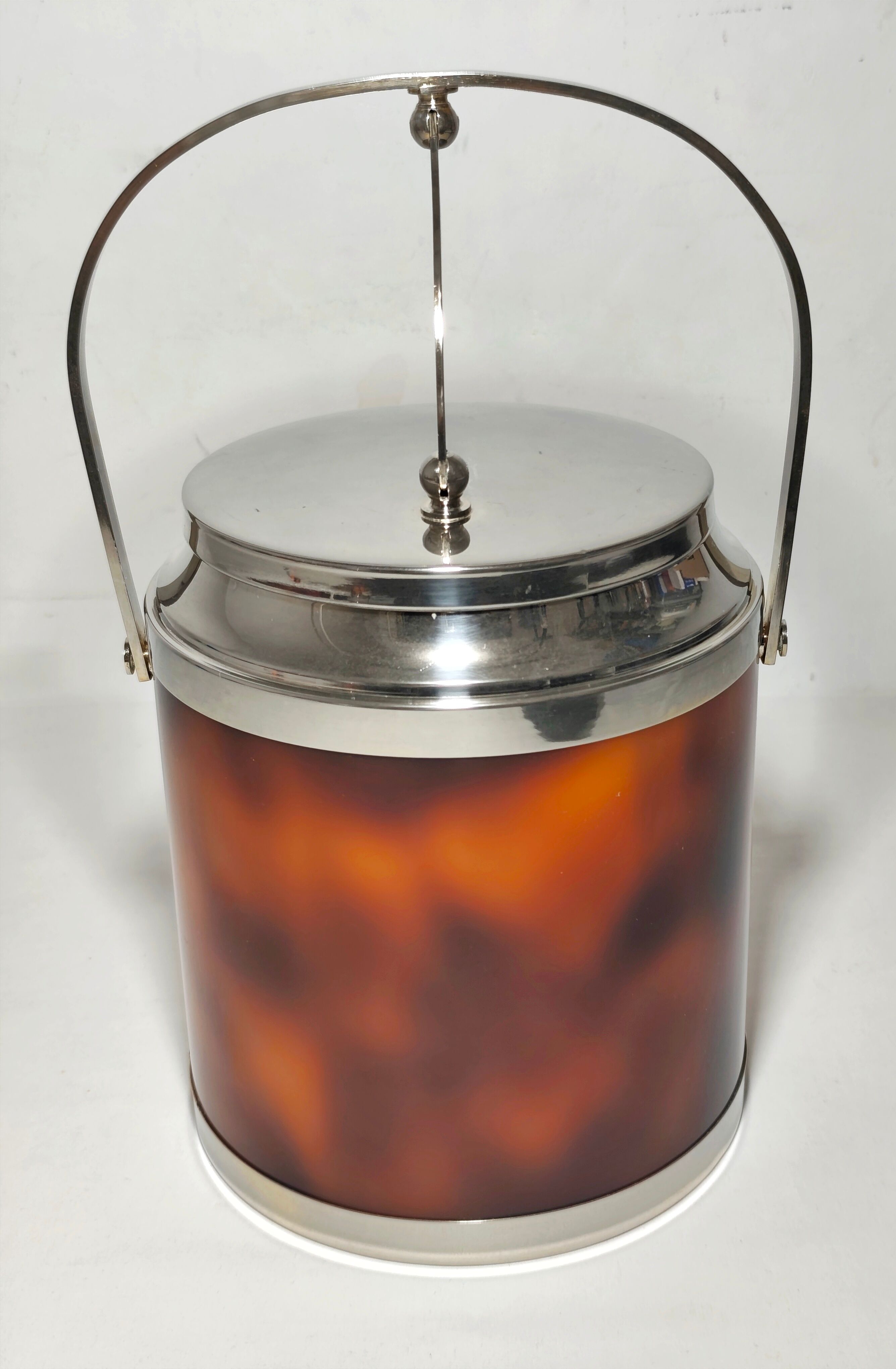 Acrylic and metal ice bucket. Spain, 1970s.