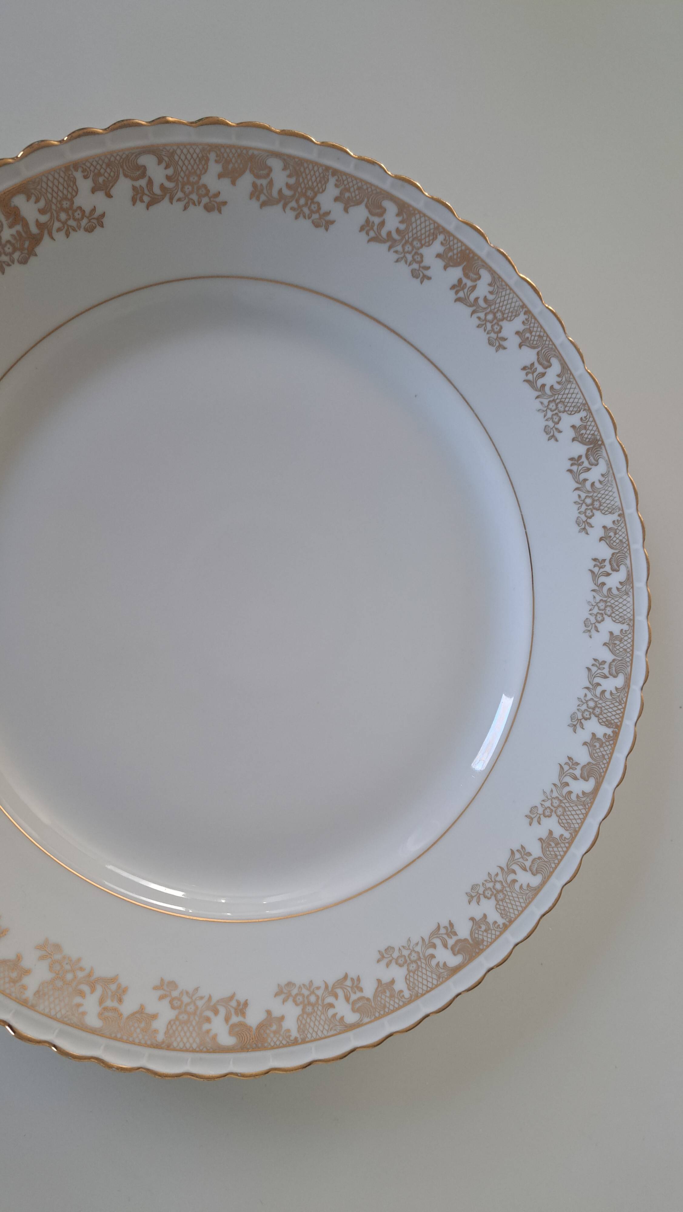 Gold-gilded Limoges porcelain plate