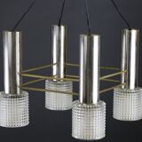 1960s chrome and glass chandelier