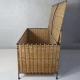 Rattan and metal chest