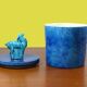 Blue enamelled ceramic art deco pot