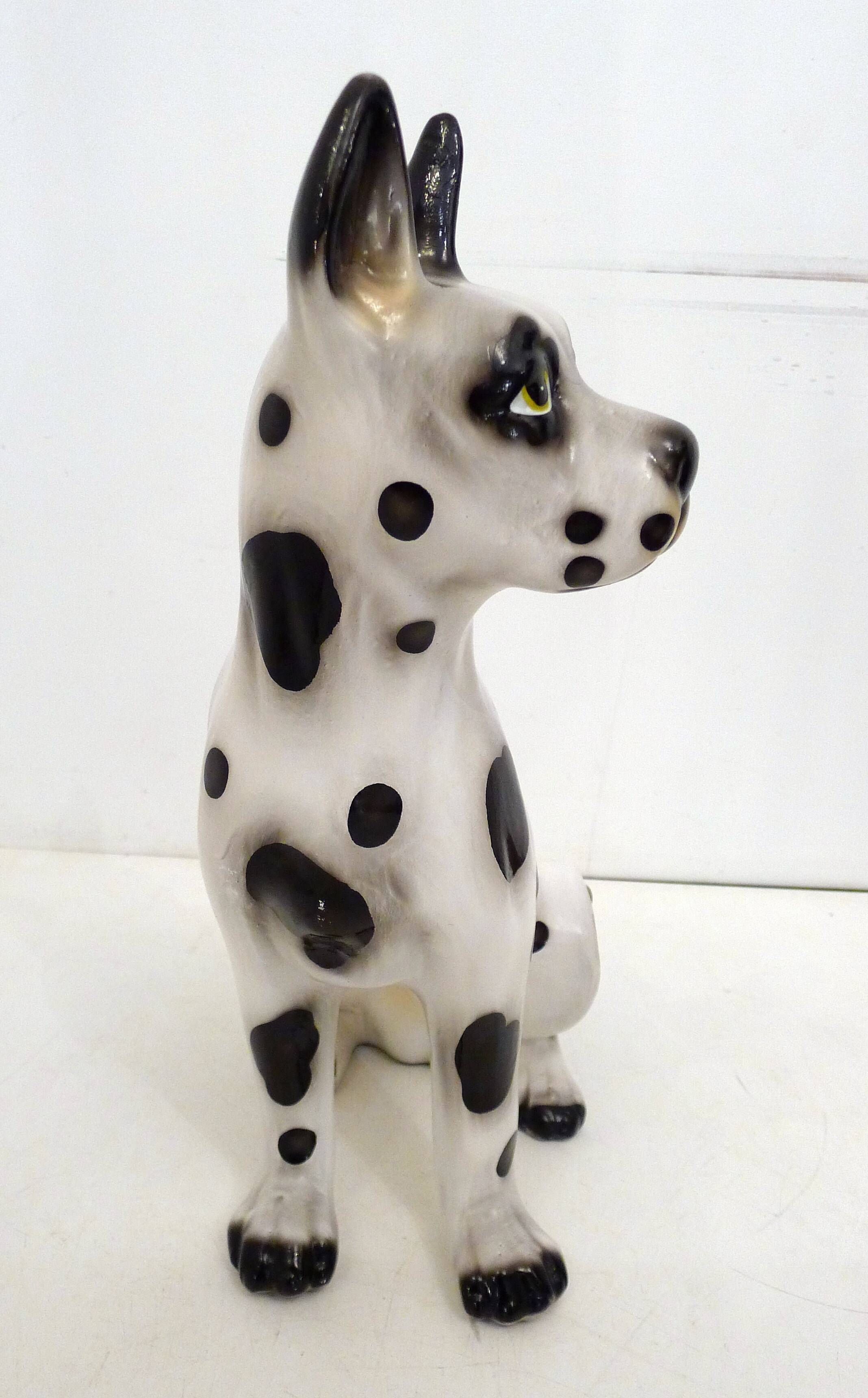 Large black and white ceramic dog (H 46 cm)