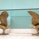 Coffee table swans hollywood regency swan brass design 1960