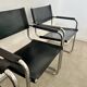 Lot of 5 tubular metal and black leather chairs MG5 GRassi style 70s Bauhaus style
