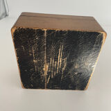 Old square wooden box, a bit of marquetry, padded, box.