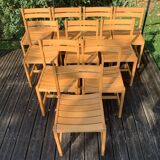 Solid beech chair by André Sornay