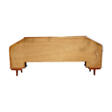 Double teak headof with bedside