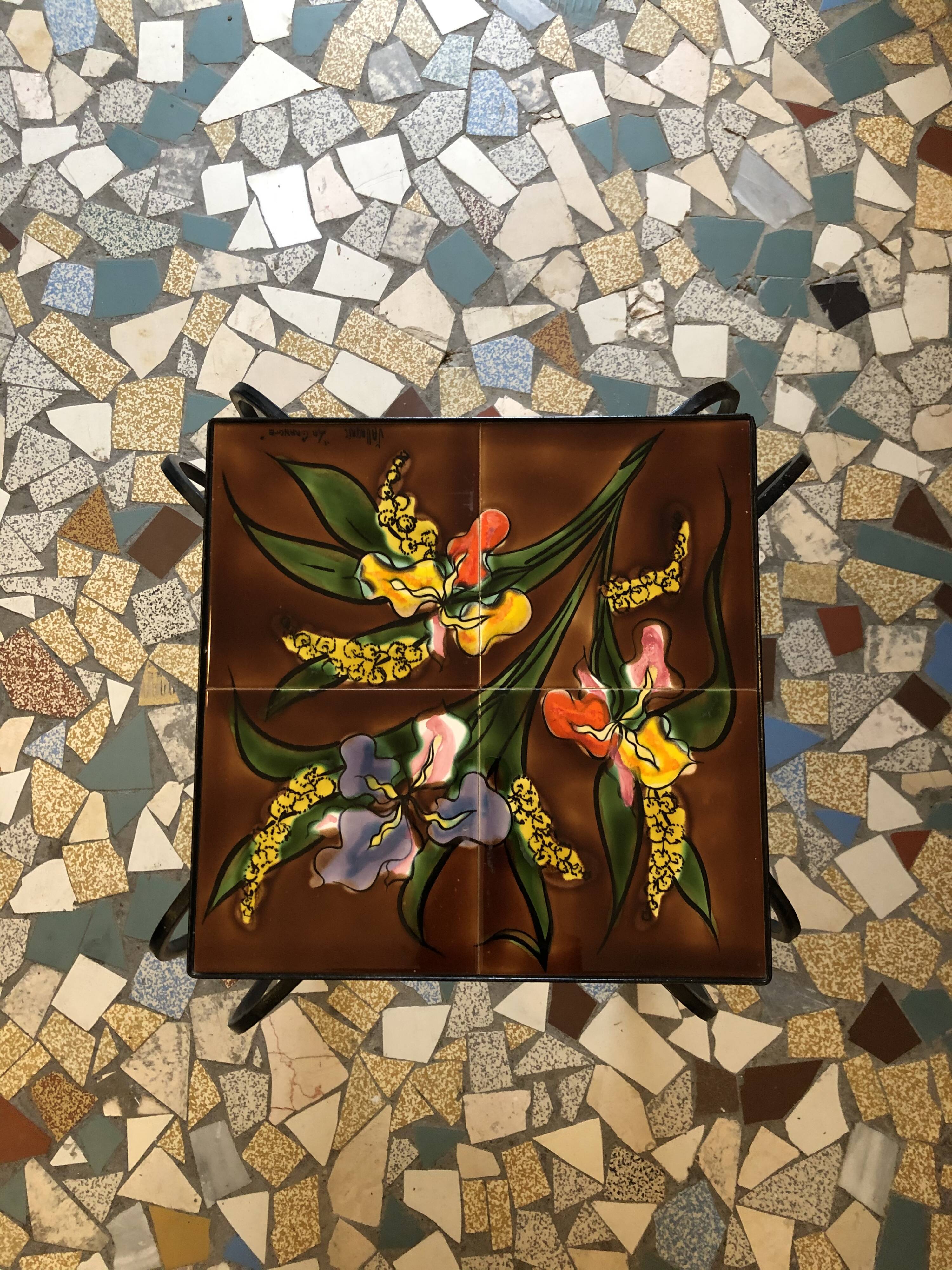 Vintage table 70 ceramic vallauris signed la grange