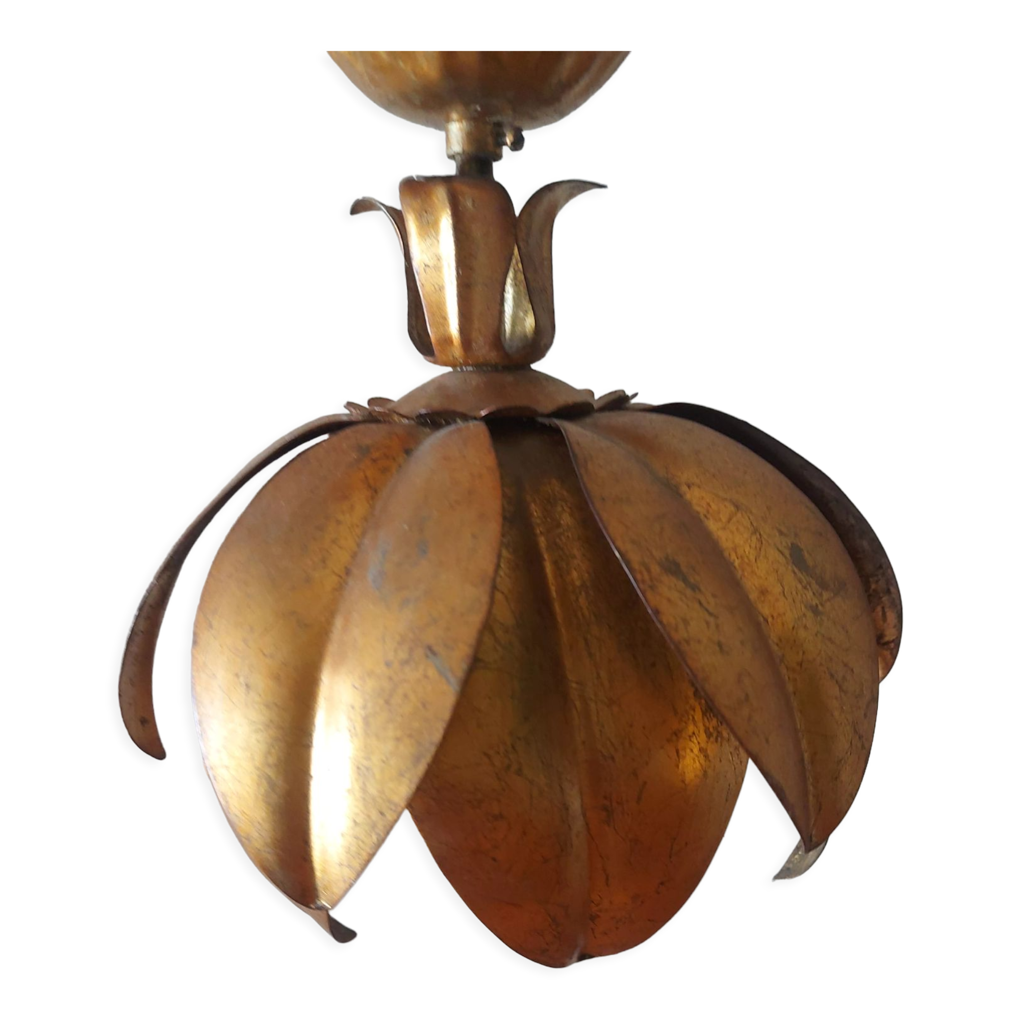 Flower ceiling light in gilded metal