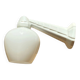 Swan neck wall light in ceramic with an opaline white glass globe.