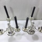 Pair of silver bronze candelabras