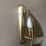 Set of 3 wall lights in golden brass and opaline glass