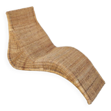 Vintage rattan chaise longue deck chair - 1970s