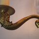 Paire anciennes appliques style Empire dauphins & palmes bronze C859