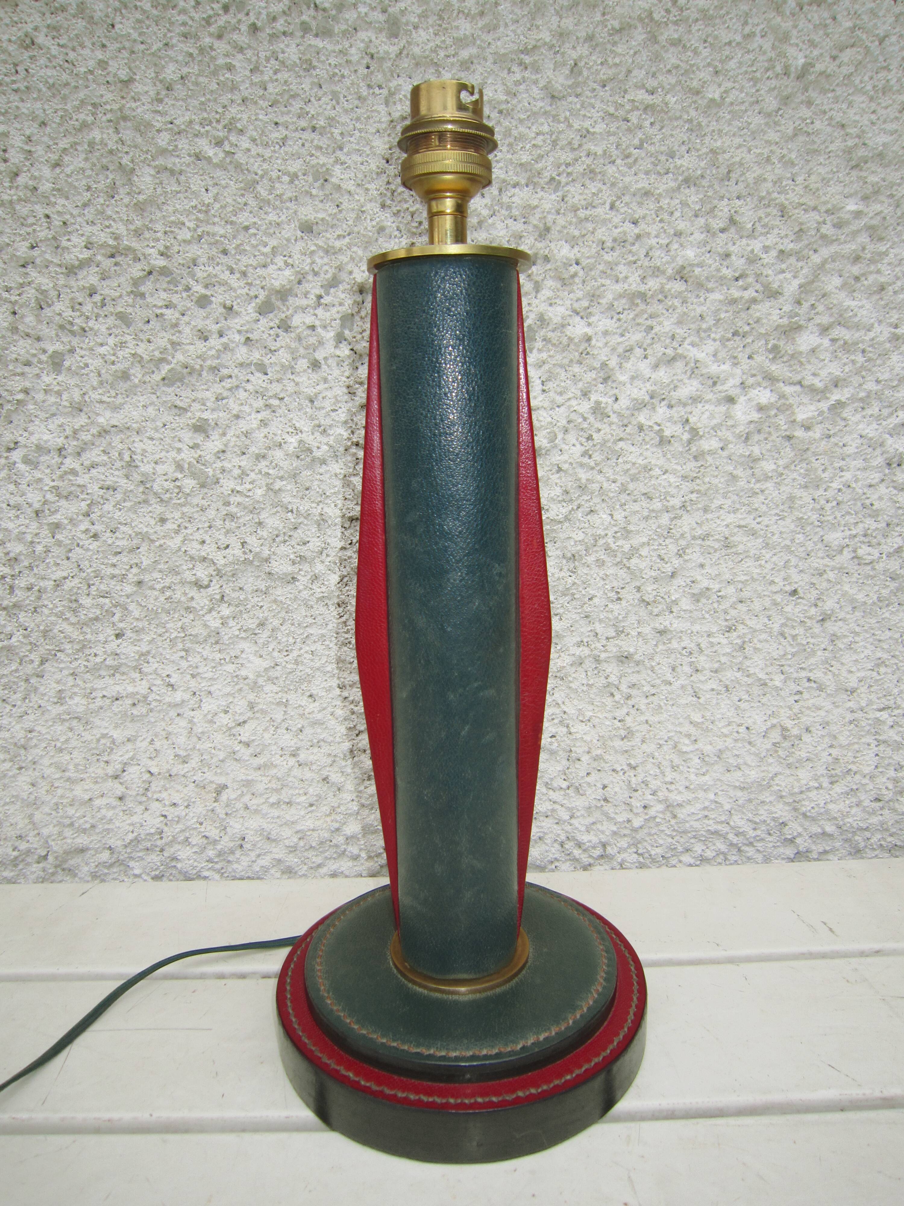 Leather lamp pique saddle brass 1950
