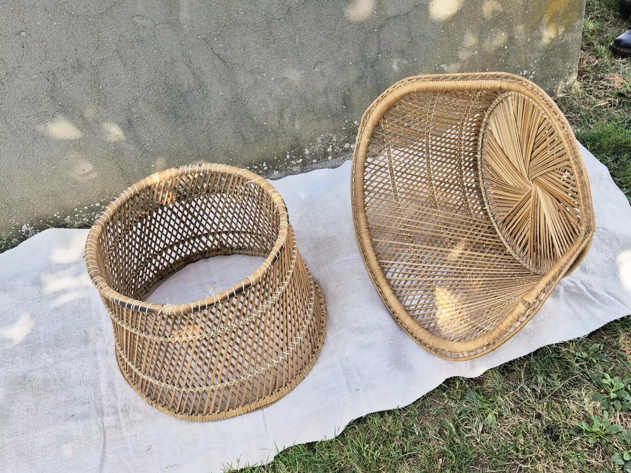 Vintage woven rattan/basket barrel chair