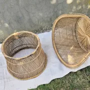 Vintage woven rattan/basket barrel chair