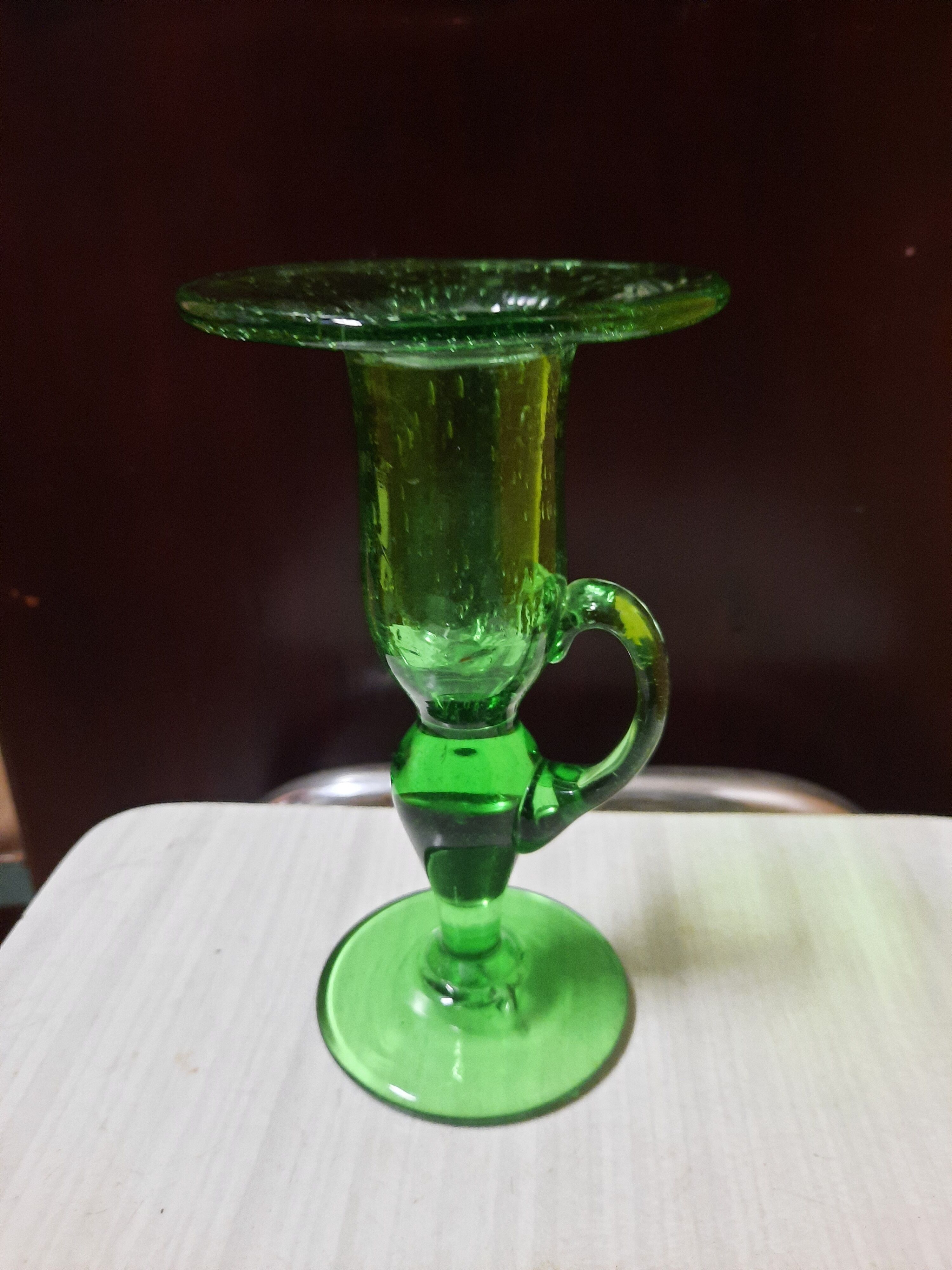 Biot glass candle holder