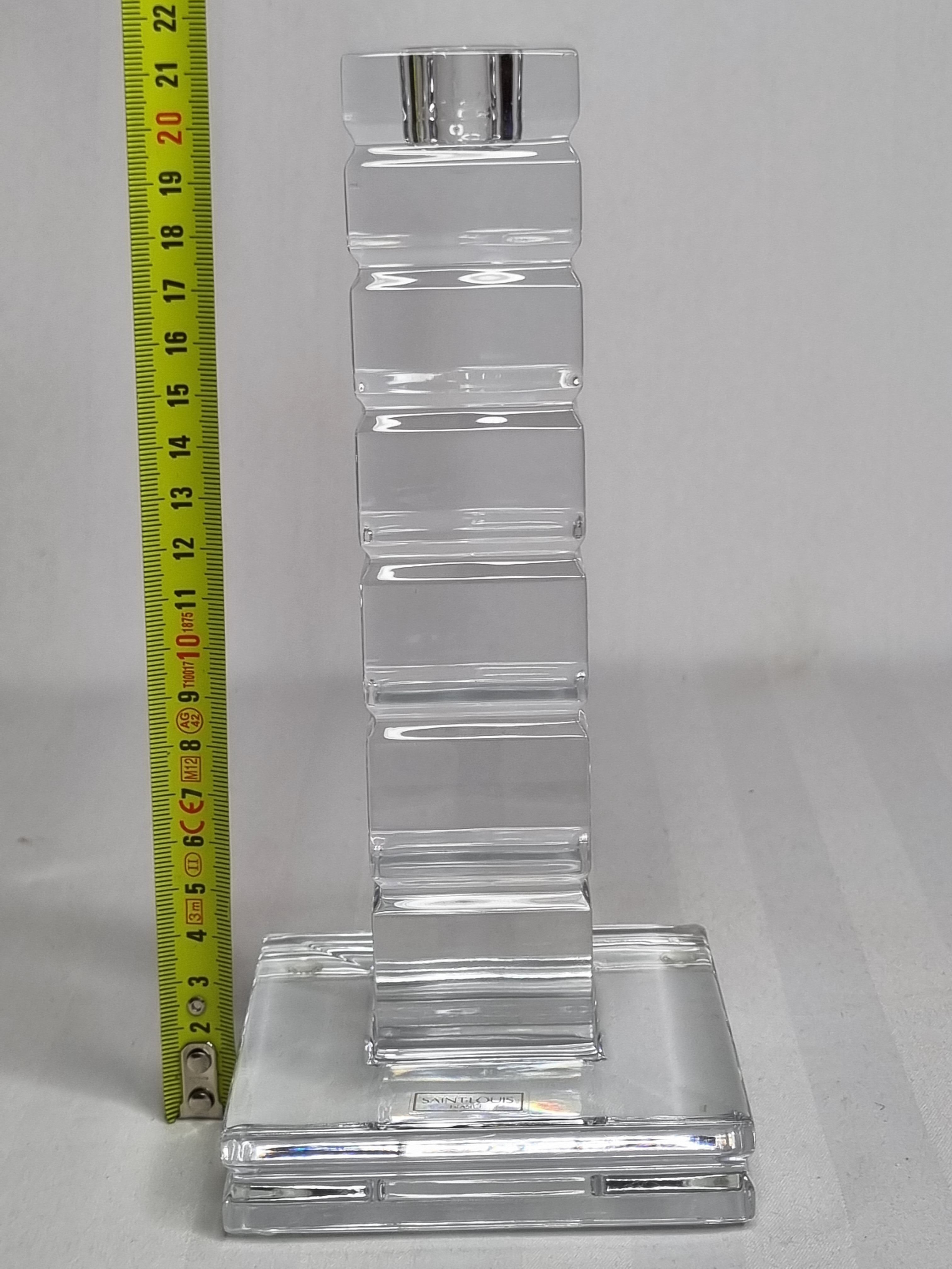 Crystal candle holder, Saint-Louis design Jean Sala