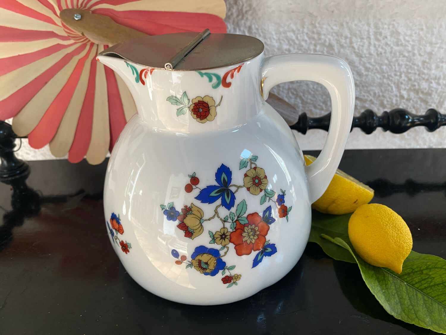 Vintage porcelain jug with lid