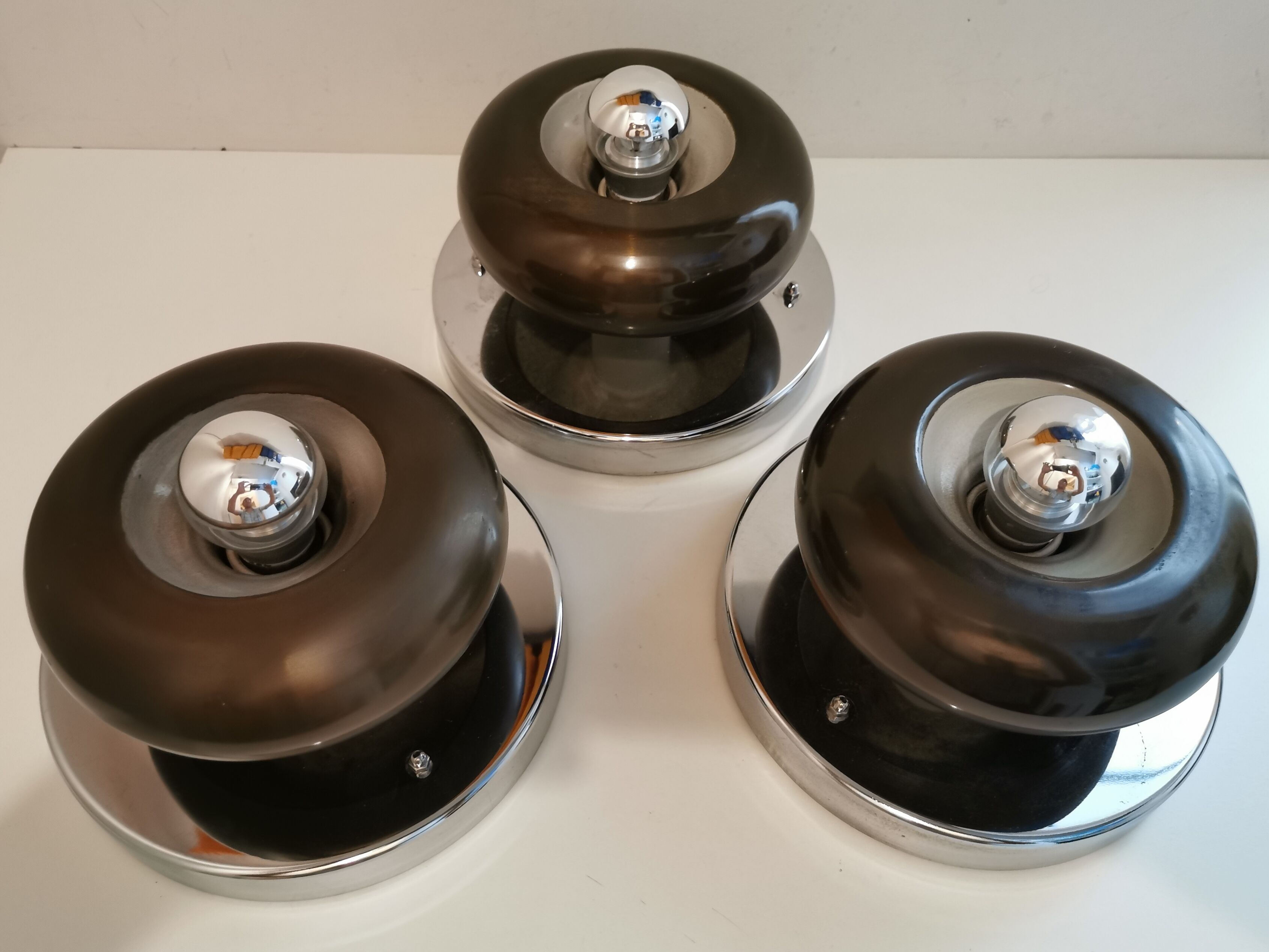 Set of 3 vintage space age sconces 60/70