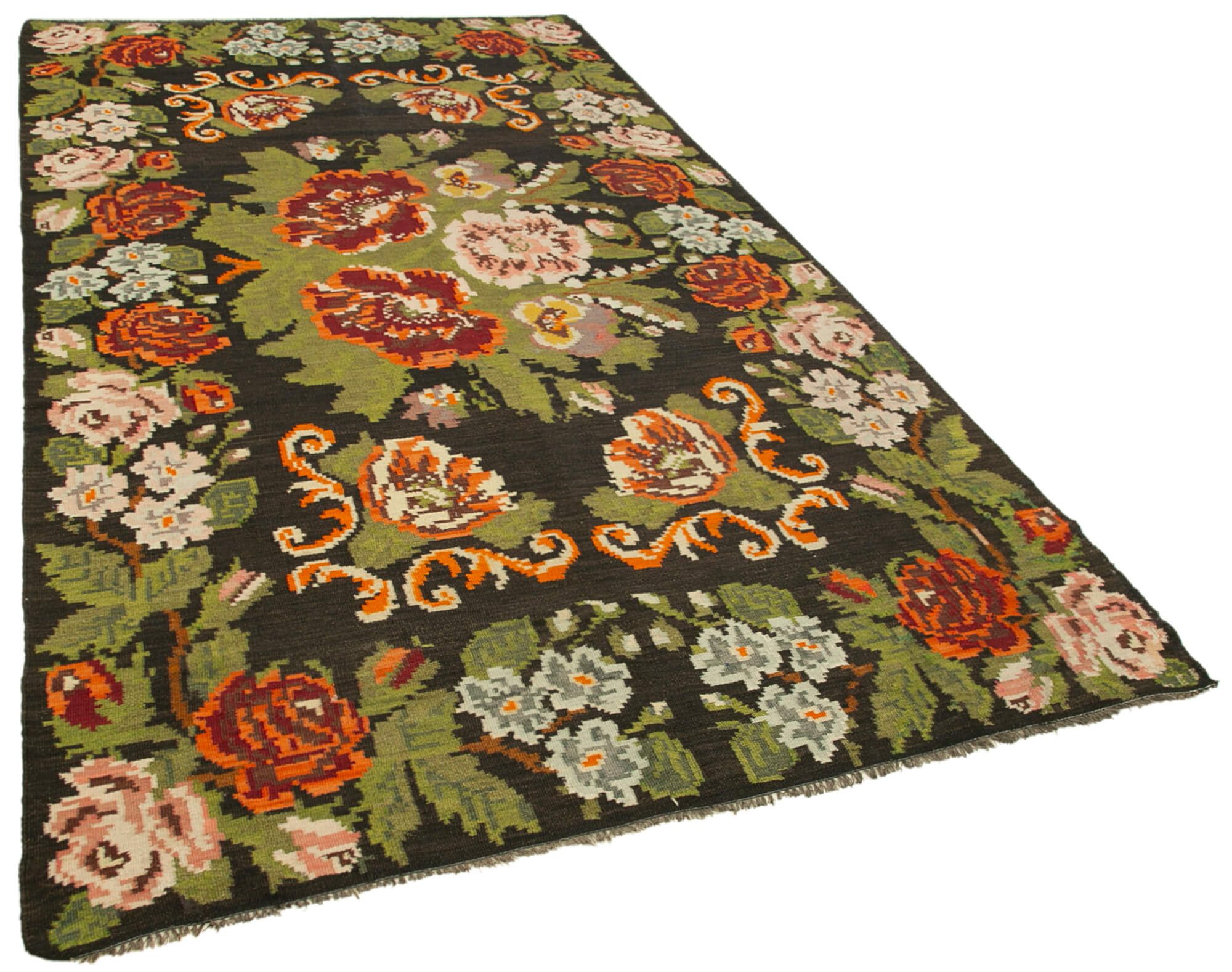Hand-Knotted Vintage Tapestry Black Kilim 180 cm x 333 cm - 23258