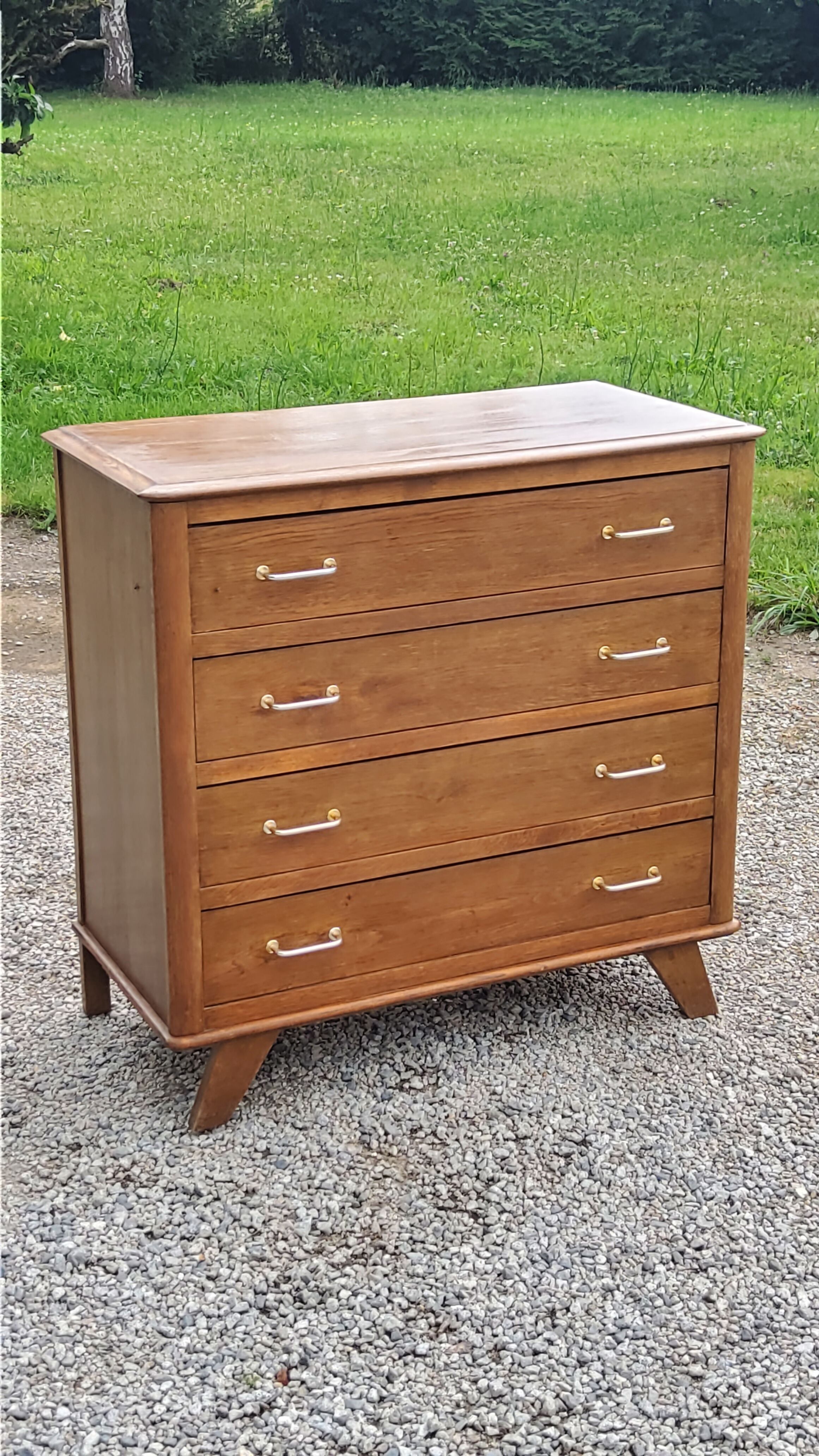 Vintage oak chest of drawers feet compass 4 drawers from the 50s