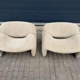 2x Artifort Groovy F598 Pierre Paulin, Pierre Frey: Chenille Igor (Sable)