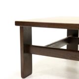 Asymmetrical solid Wenge wooden coffee table 1960s