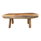 Brutalist style solid wood low stool