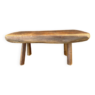 Brutalist style solid wood low stool