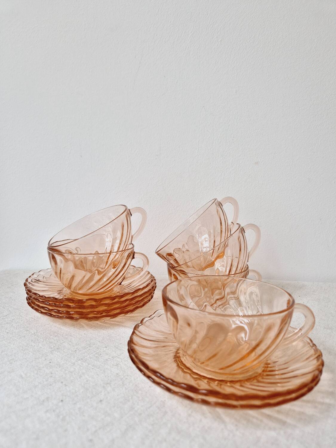 Set of 6 "Rosaline" coffee cups '70s - Arcoroc France vintage