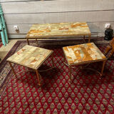 Nesting coffee table in onyx, 70s/80s design