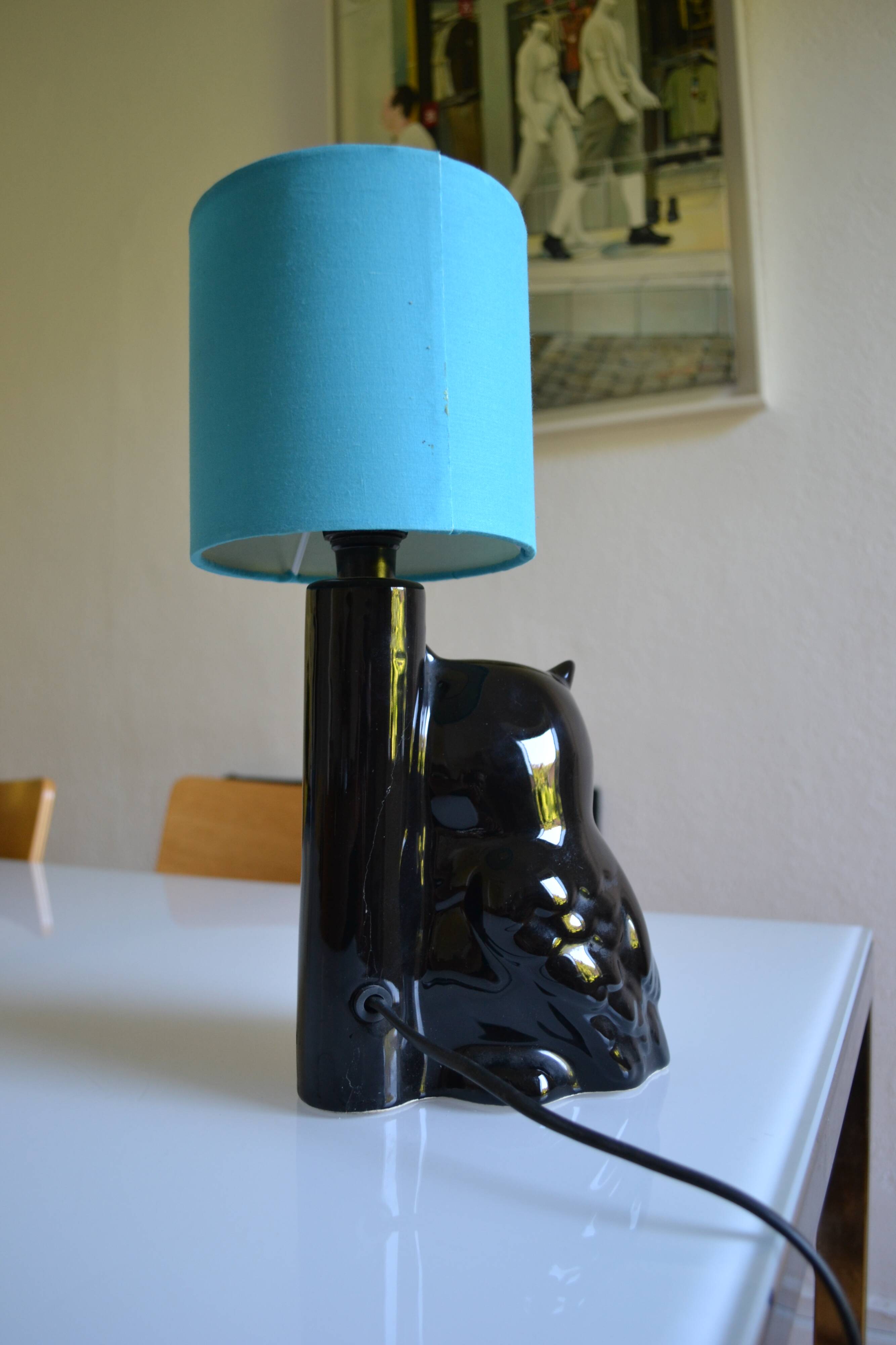 Vintage owl lamp 1980 ceramic holland