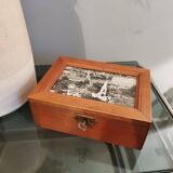 Small old wooden box with customizable key