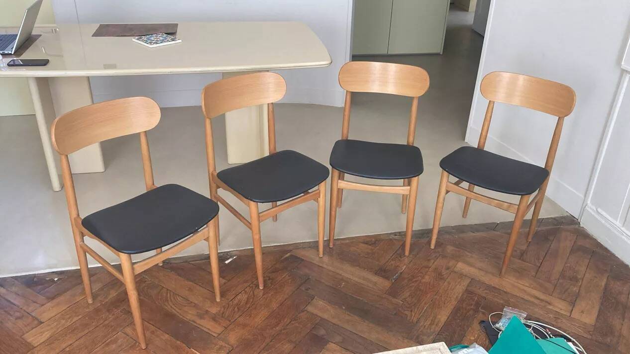 Set of 4 Italian chairs Gessef Consorzio Sedie Friuli 1970