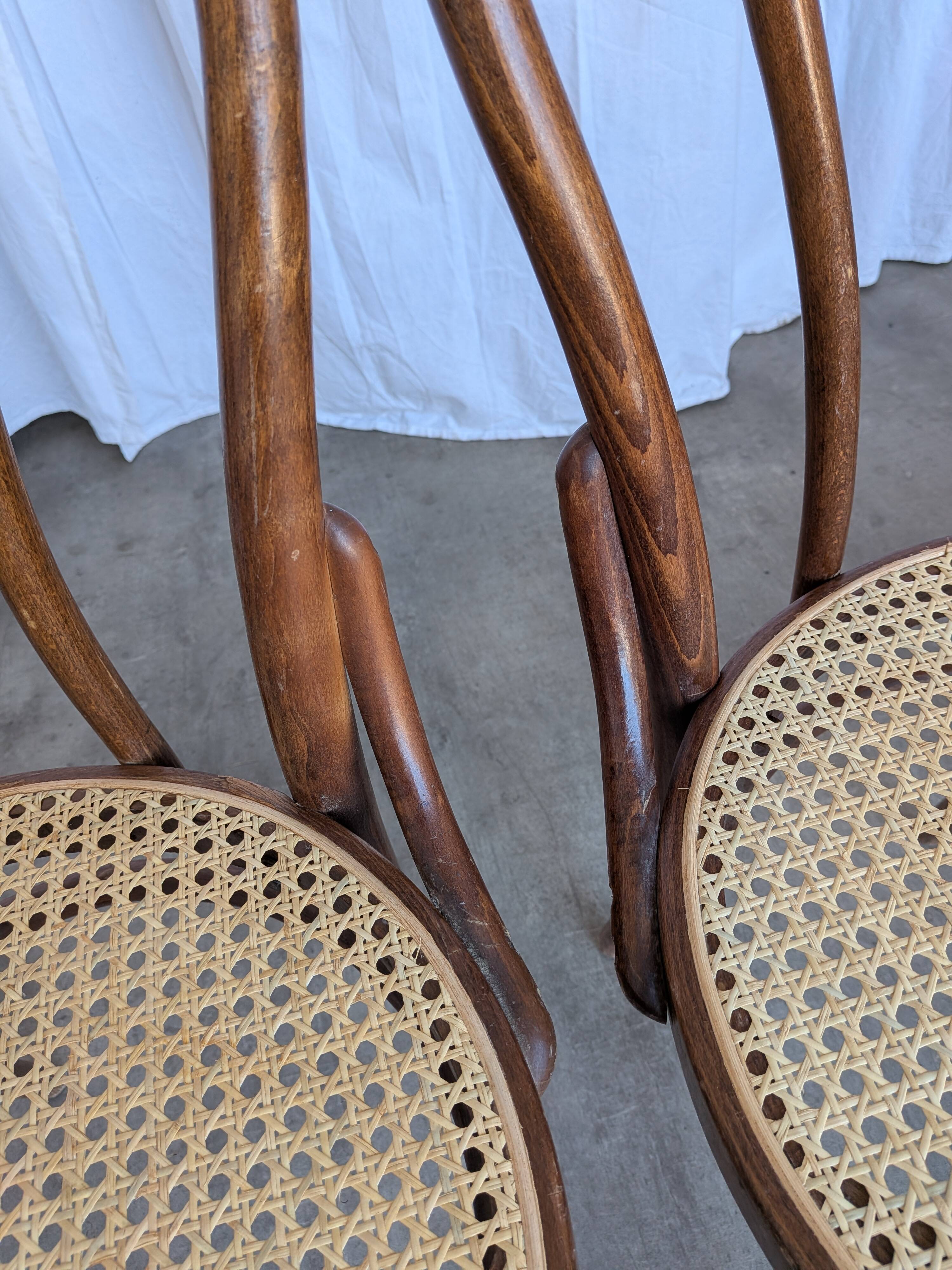 Set of 6 Bentwood Dining Chairs with Cane Seat / Bistro Thonet Style Chairs