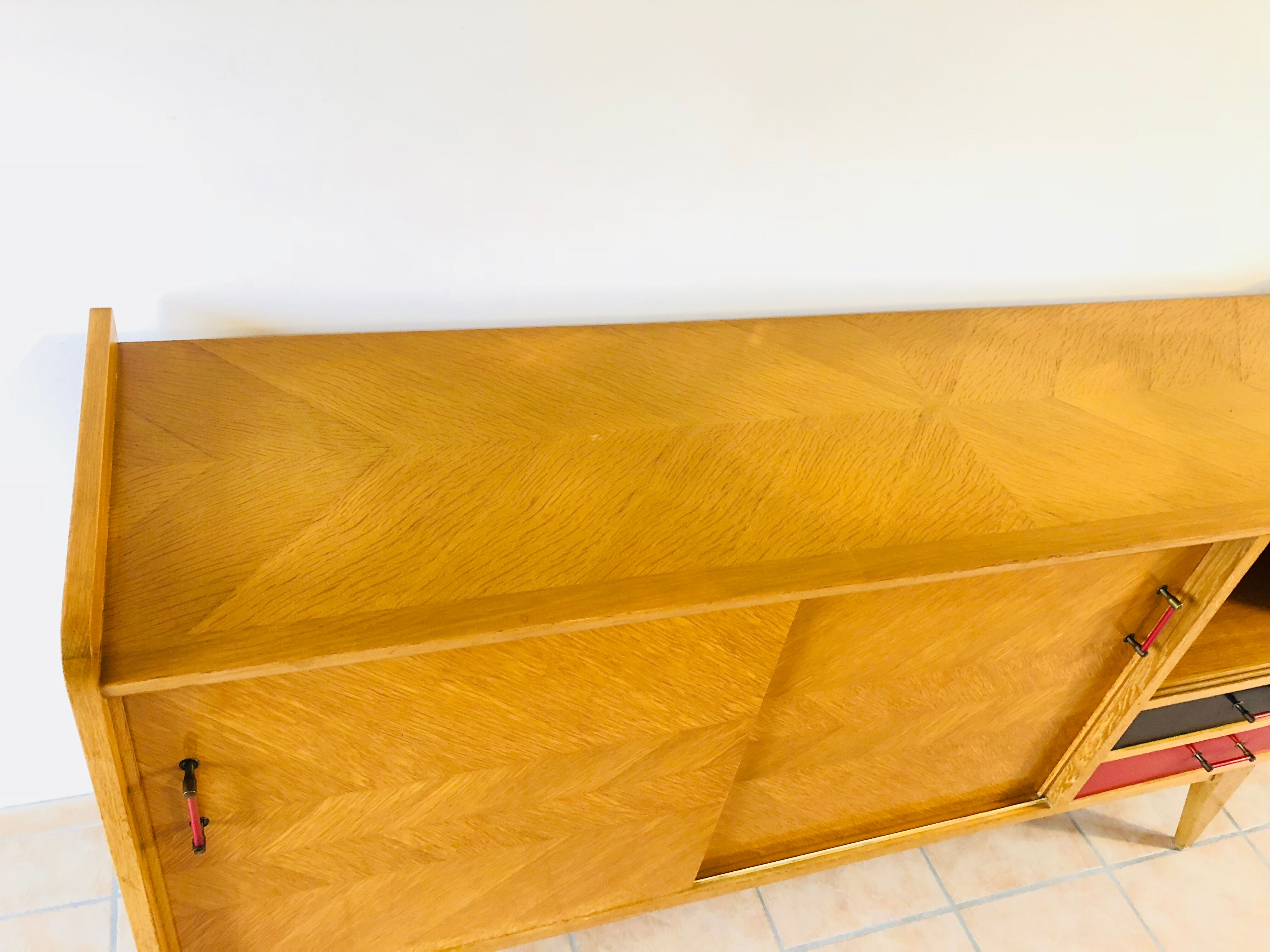 Sideboard oak feet compass 1960