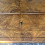 Louis-Philippe chest of drawers in burr walnut with pink marble – 19th century