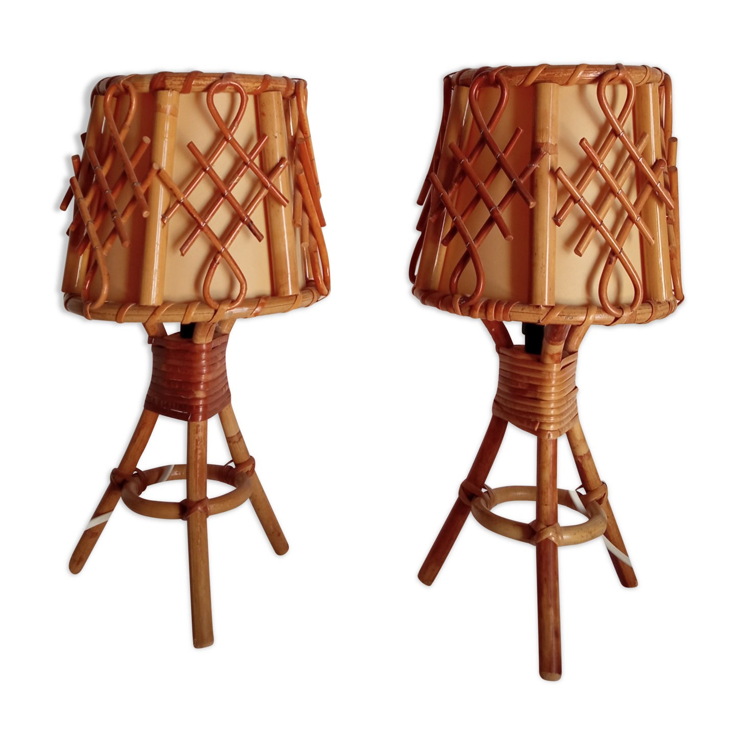 Paire de lampes en bambou