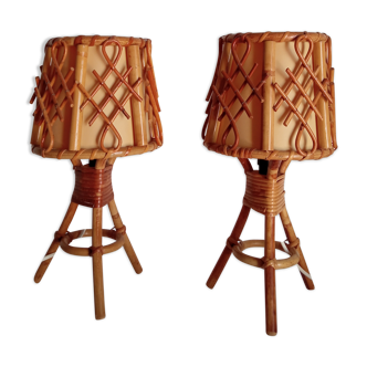 Pair of bamboo lamps