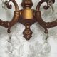 Pair French Vintage Bronze Double Wall Lights Assorted Crystal Drops 5352