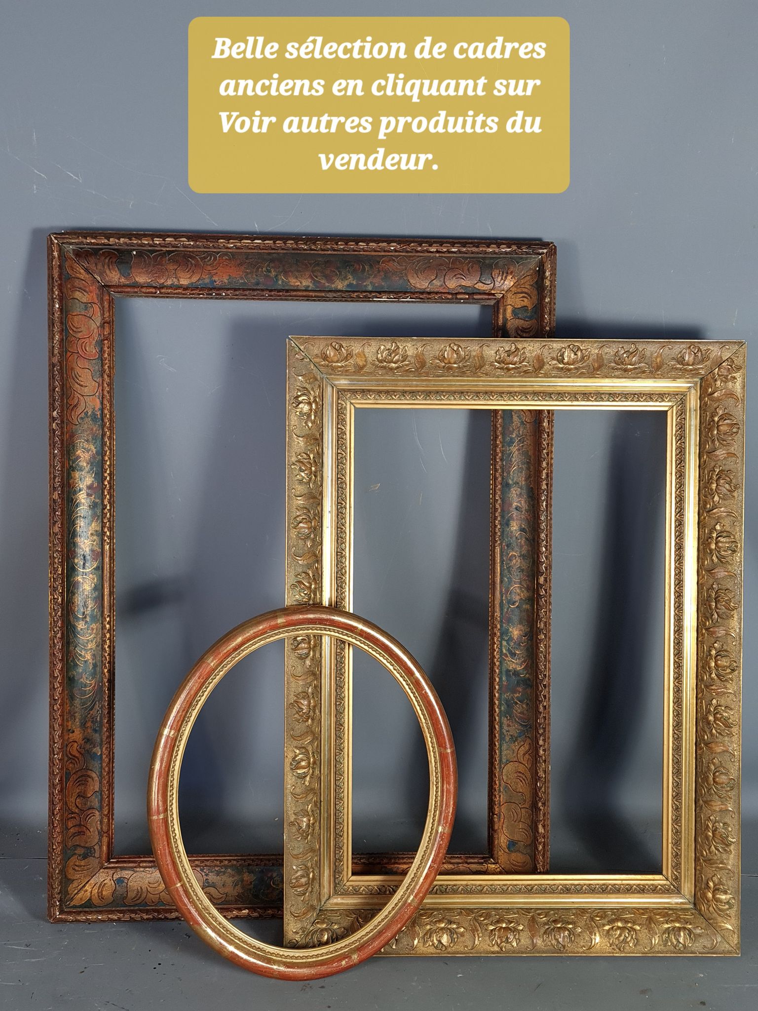 Frame baguette wood gilding gold leaf 56x42 foliage 54x40 cm good used SB