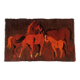 Tapis et tapisserie RYA vintage des années 1970 en marron et orange avec cheval