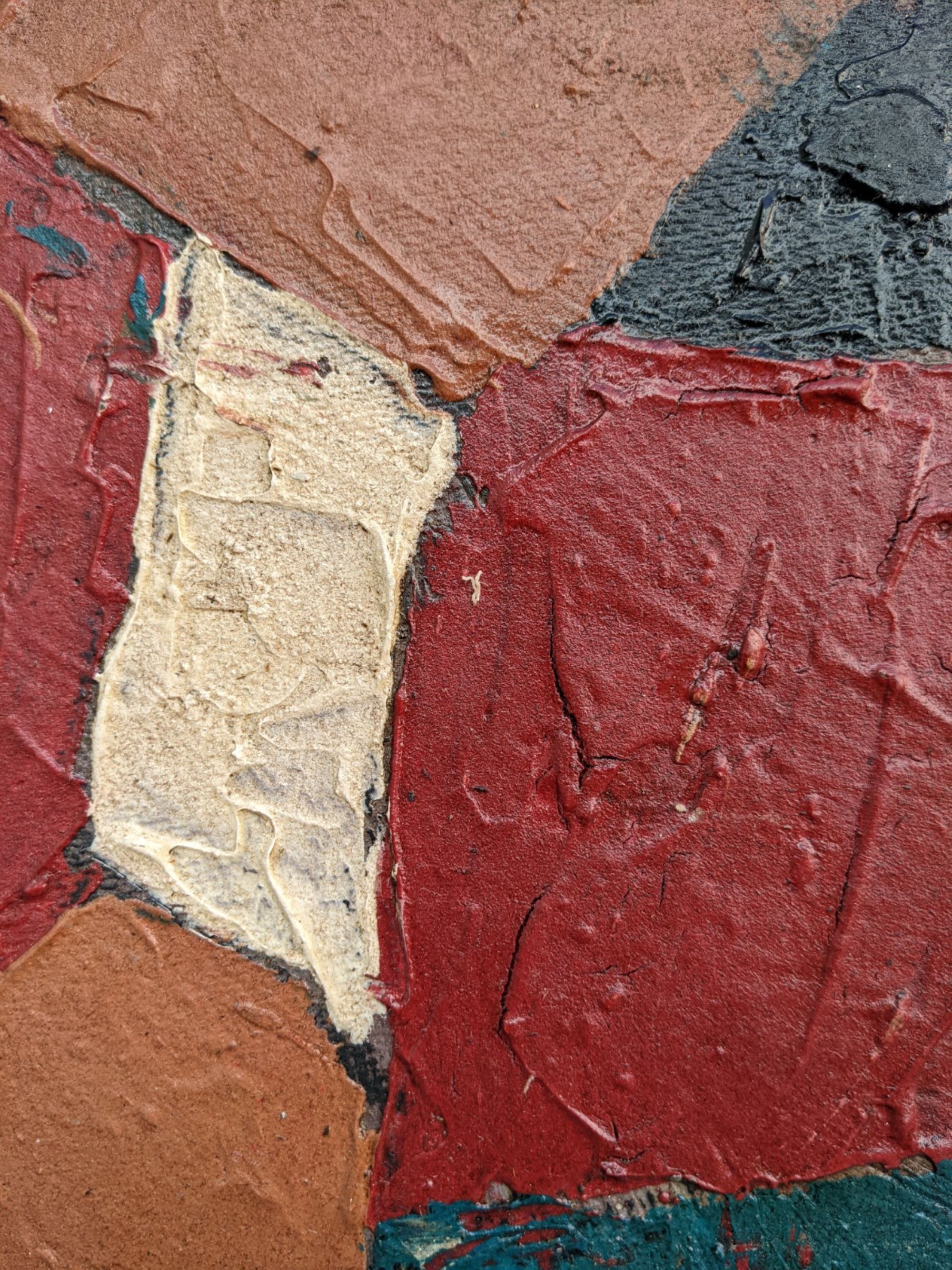 Mid-Century Modern Swedish "Gear" Vintage Abstract Oil Painting, Framed