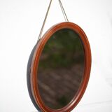 Miroir oval vintage, miroir à suspendre, miroir bois marqueté , miroir mural, décoration murale