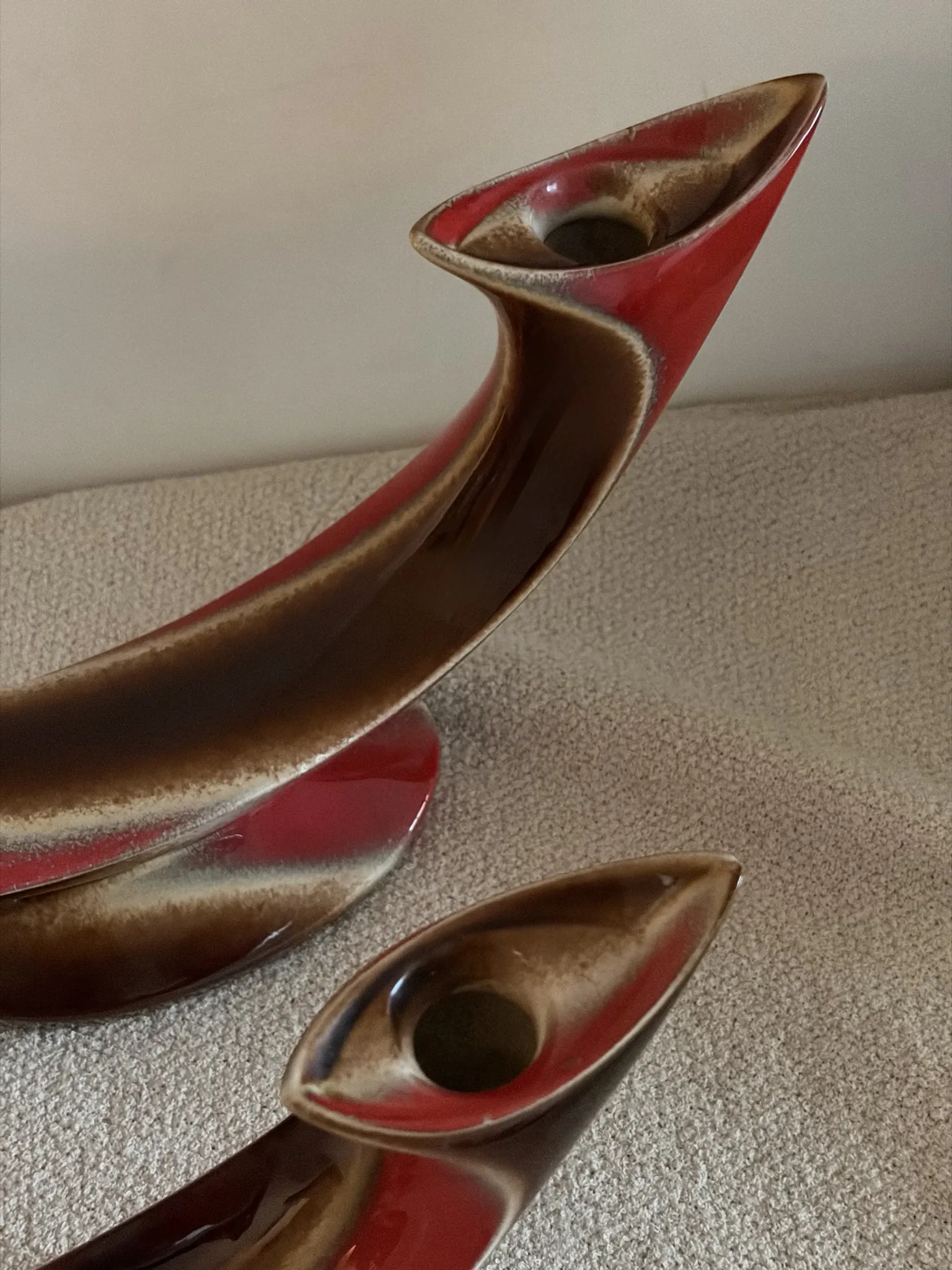 Pair of Mid-Century Vintage Ceramic Double Candlestick Holders Verceam
