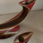 Pair of Mid-Century Vintage Ceramic Double Candlestick Holders Verceam