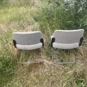 Lot de deux chauffeuses tweed années 70