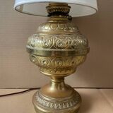 Antique embossed brass table lamp